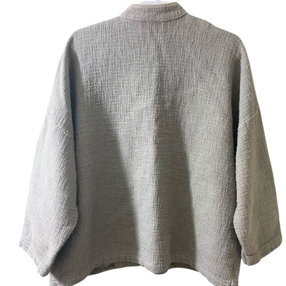 Bryn Walker Gray Rustic Super Boxy Heavy Linen Art-to-Wear Jacket Coat Buttons - Picture 5 of 7